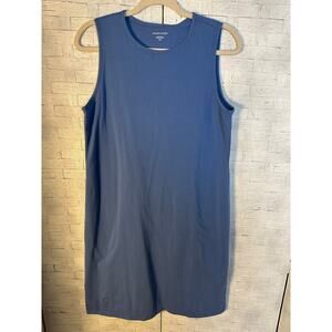 Eileen Fisher womens tank dress blue feminine travel cozycore organic cotton